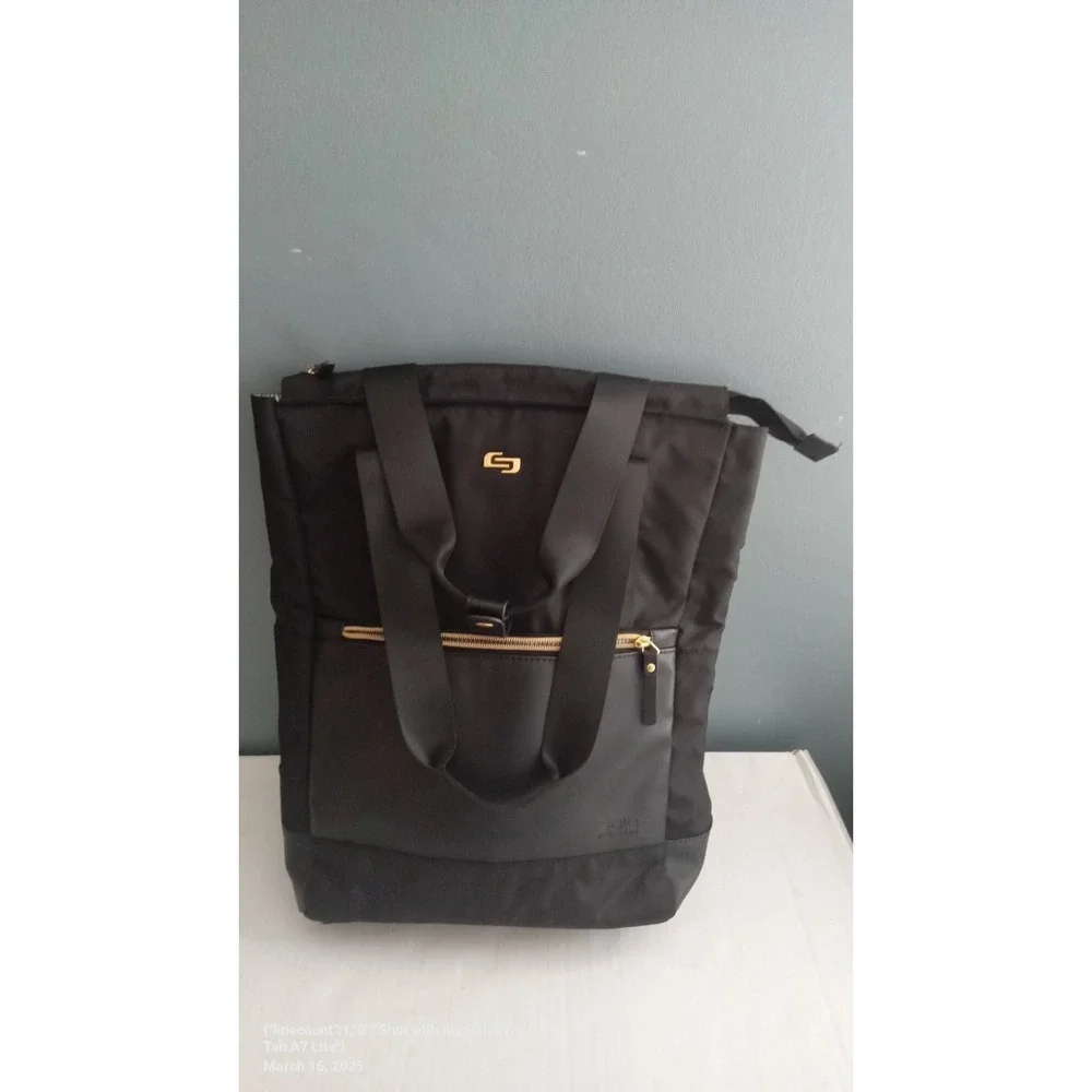 Solo New York Tote Backpack Convertible Laptop Bag‎ Black Travel Carry On
